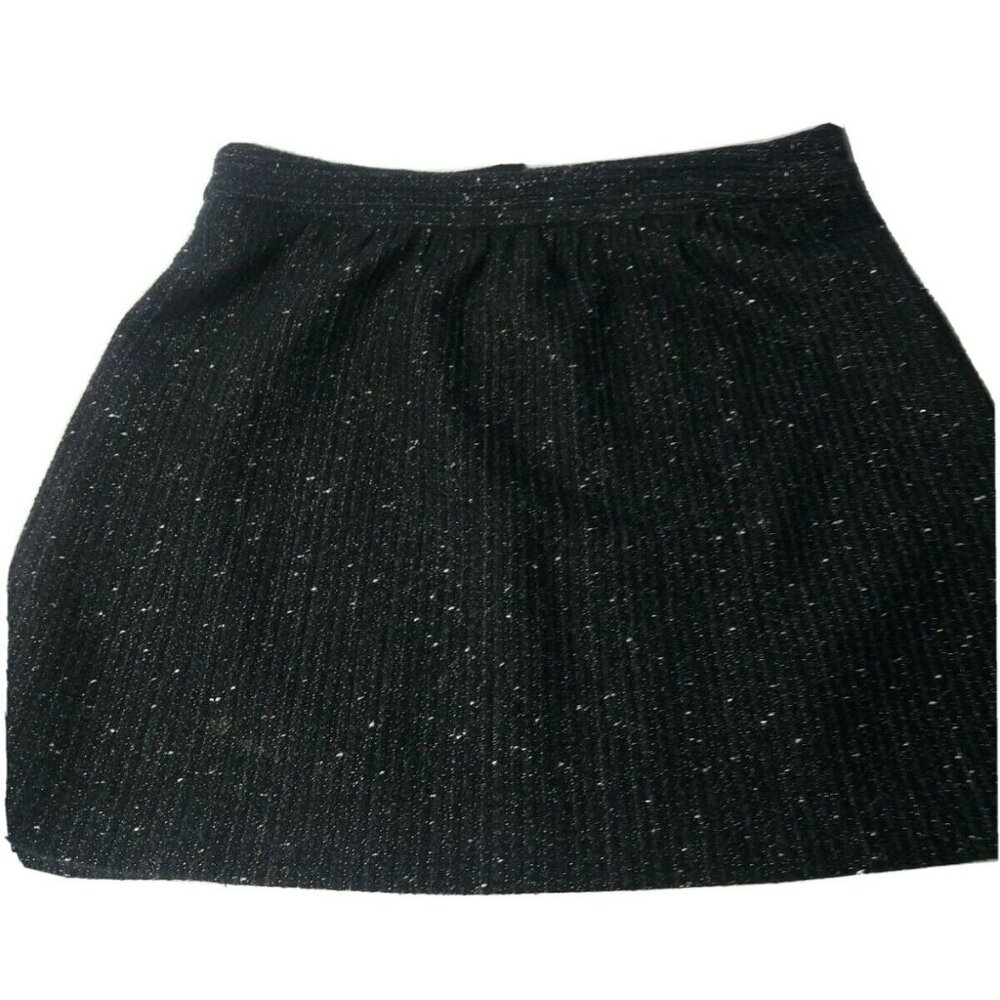 Academia Short Tweed Skirt Size 10 Dark Gray LOFT Sparkle Wool Blend Mini Preppy